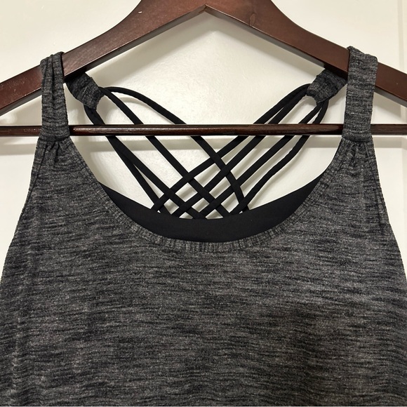 Lululemon Sunset Salutations 2-in-1 Tank Top Size 6 Heathered Black with Bra - Picture 2 of 7